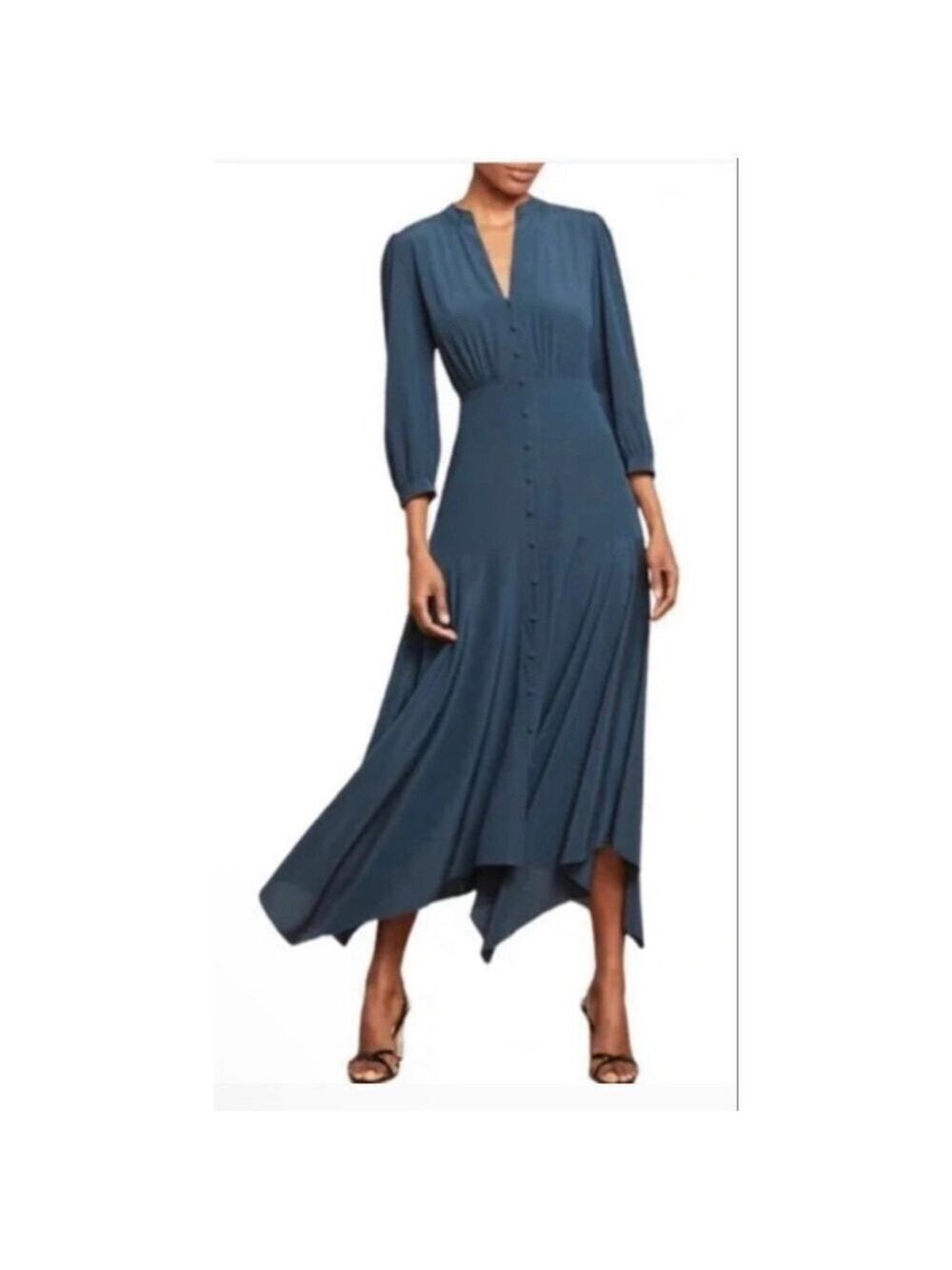 VERONICA BEARD Roksanda Gathered Silk-Blend Maxi Dress Teal 8